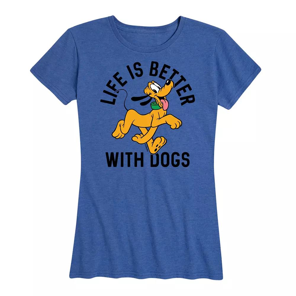 Disney's Pluto Women's Life Is Better With Dogs Graphic Tee,  Product Image