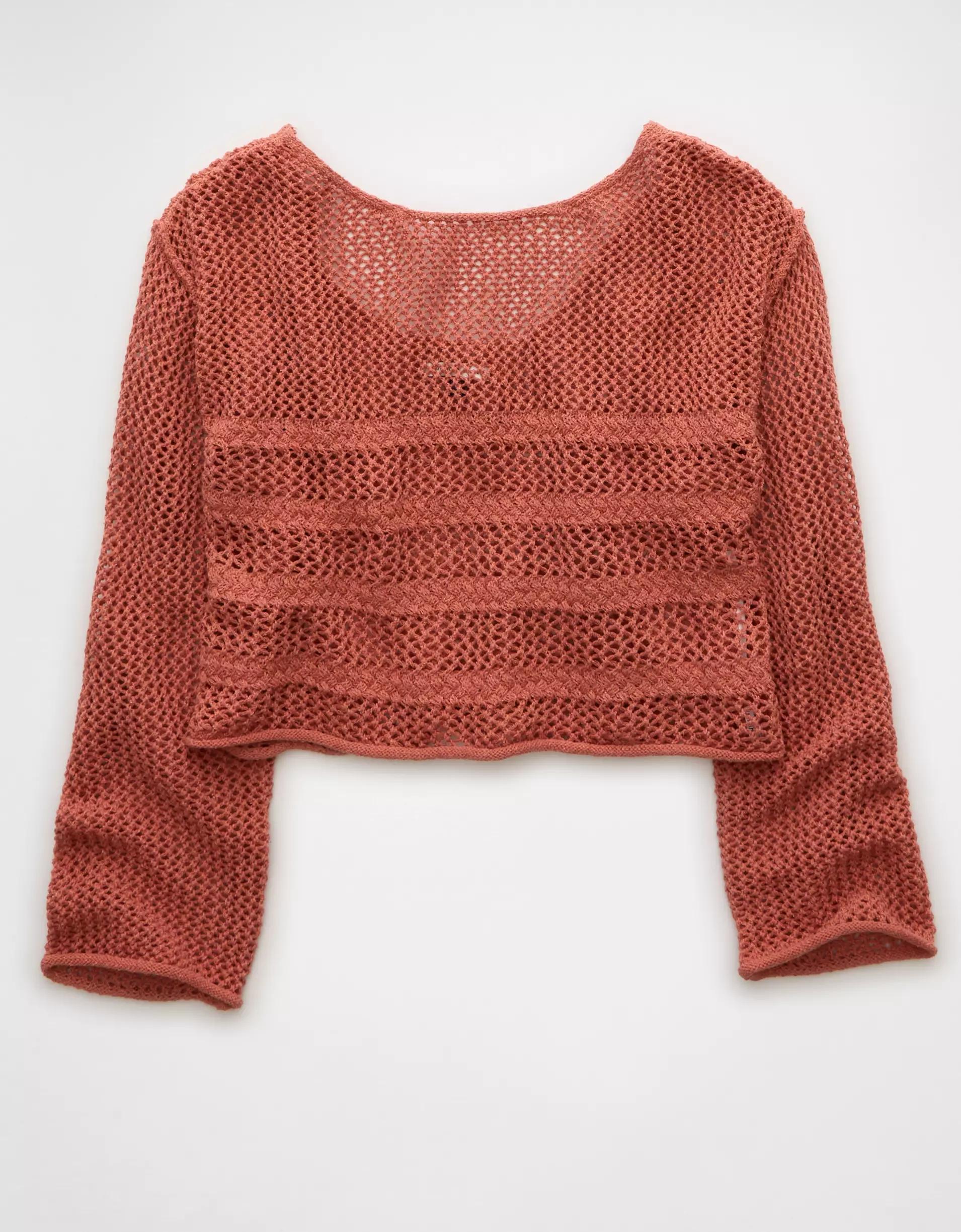 AE Off The Shoulder Crochet Sweater Product Image