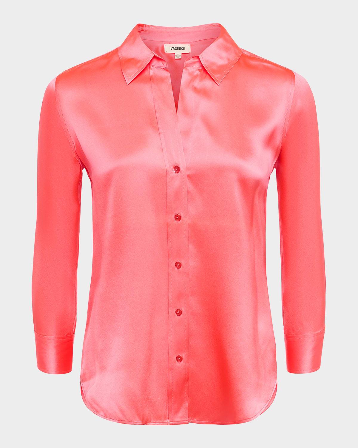 Womens Dani Three-Quarter Sleeve Silk Shirt Product Image