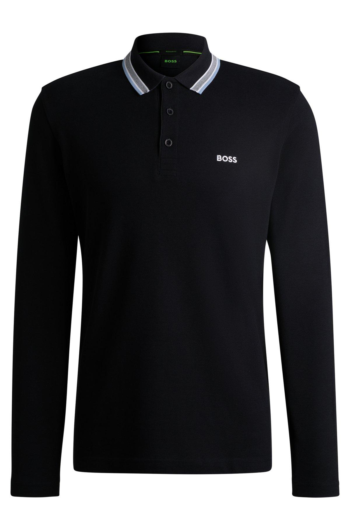 Long-sleeved polo shirt in cotton piqué Product Image