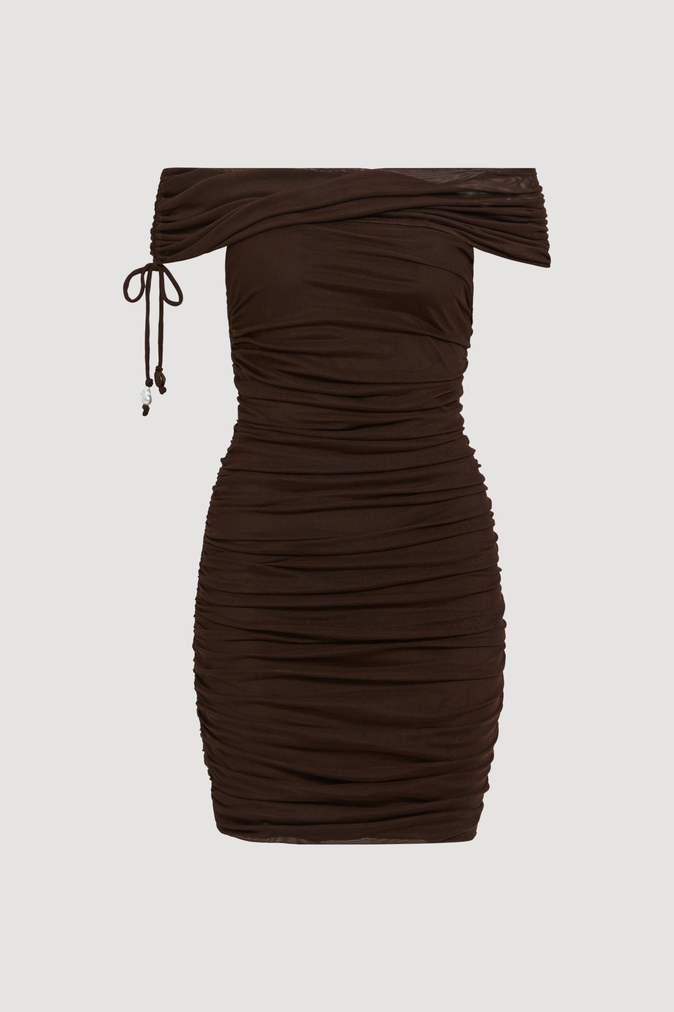 Novae Mini Dress-DEEP CHOCOLATE / XXS Product Image
