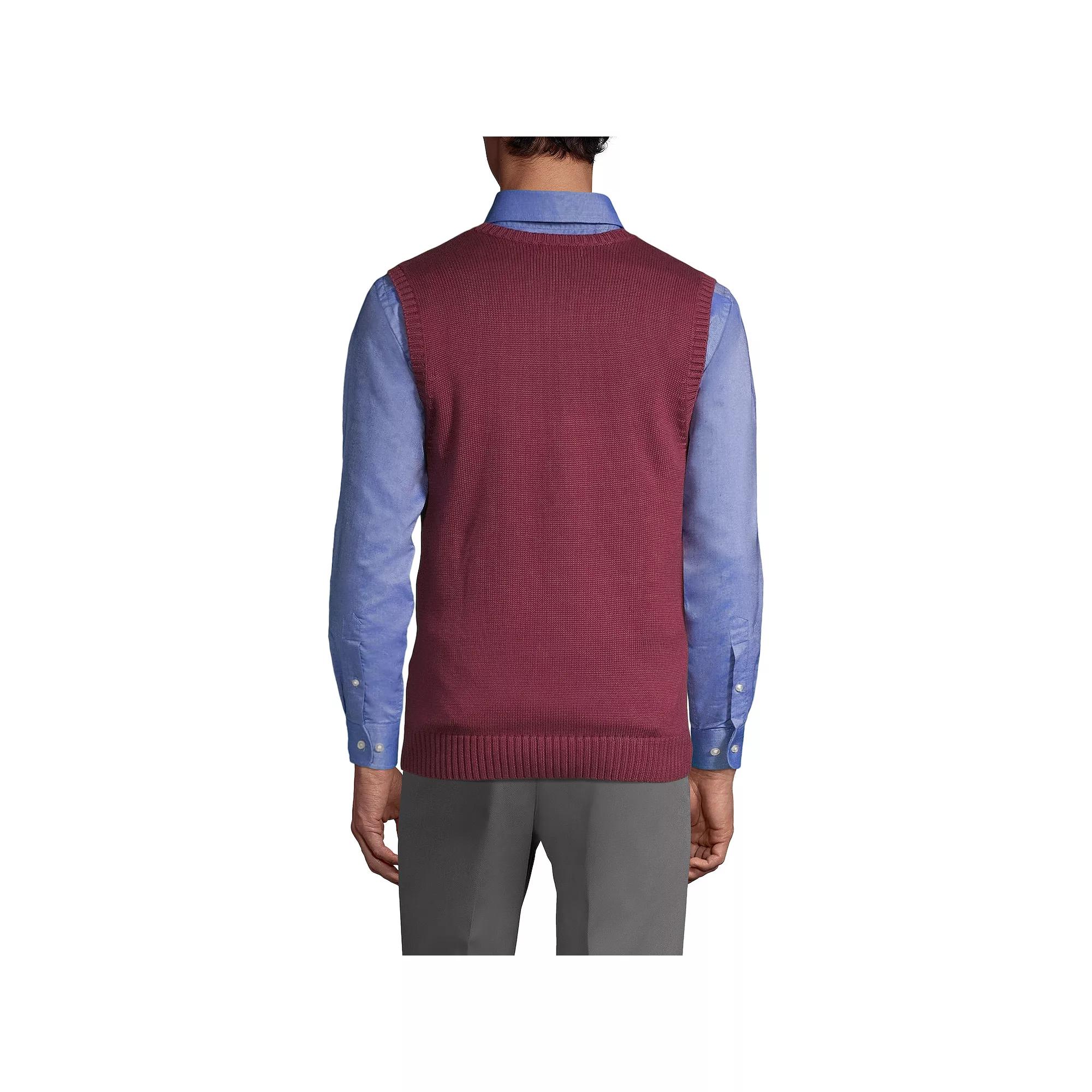 Men's Lands' End Cotton Modal Sweater Vest, Size: Large, Red Product Image