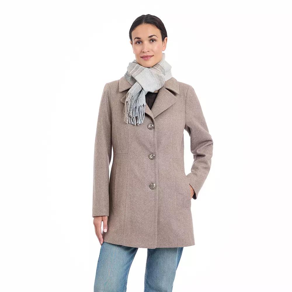 Women's London Fog Single Breasted Coat & Scarf,  Product Image