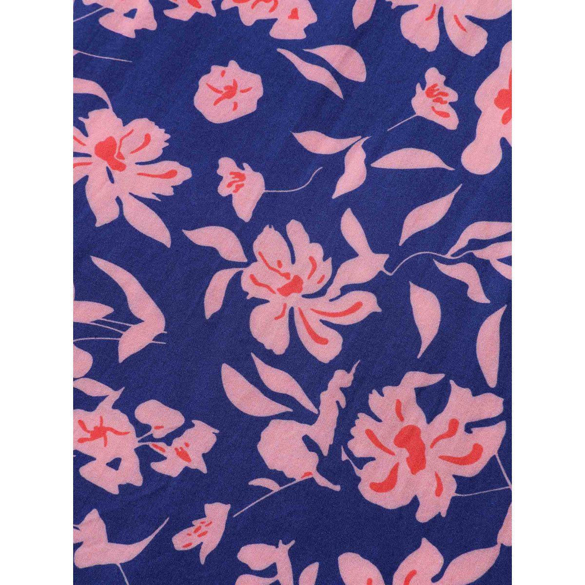 Plus Size Rayon Silhouette Flower Ruffled Sleeve Midi Dress Multicolor Women Romantic V-neck Cap Sleeve Curvy BloomChic 28/5X Product Image