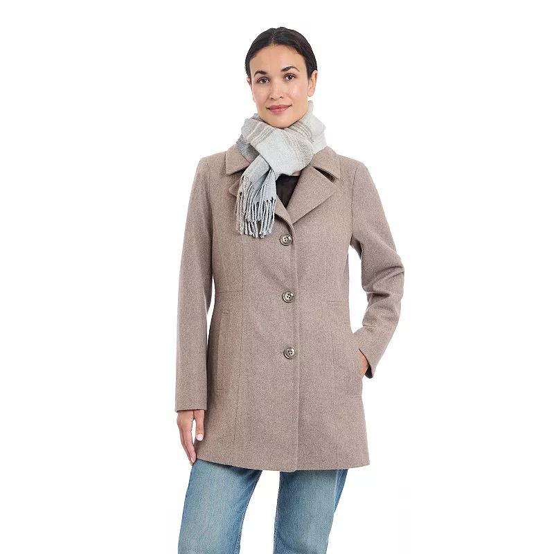 Women's London Fog Single Breasted Coat & Scarf,  Product Image