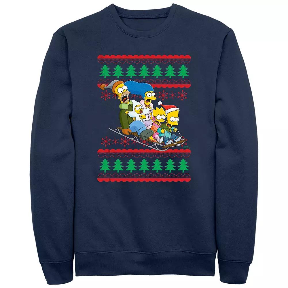Men's The Simpsons Family Sleigh Ride Sweater Graphic Fleece,  Product Image