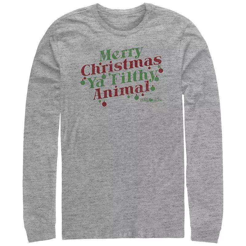 Big & Tall Home Alone Merry Christmas Ya Filthy Animal Long Sleeve Graphic Tee, Men's, Size: XXL Tall, Athletic Grey Product Image