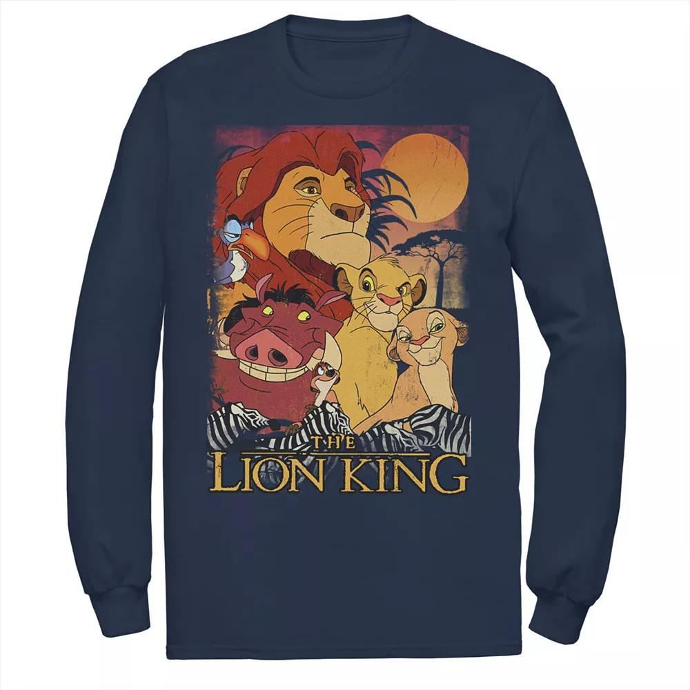 Disney's The Lion King Men's Happy Group Shot Sunset Vintage Poster Tee,  Product Image