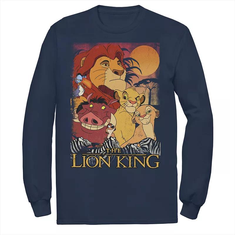 Disney's The Lion King Men's Happy Group Shot Sunset Vintage Poster Tee,  Product Image