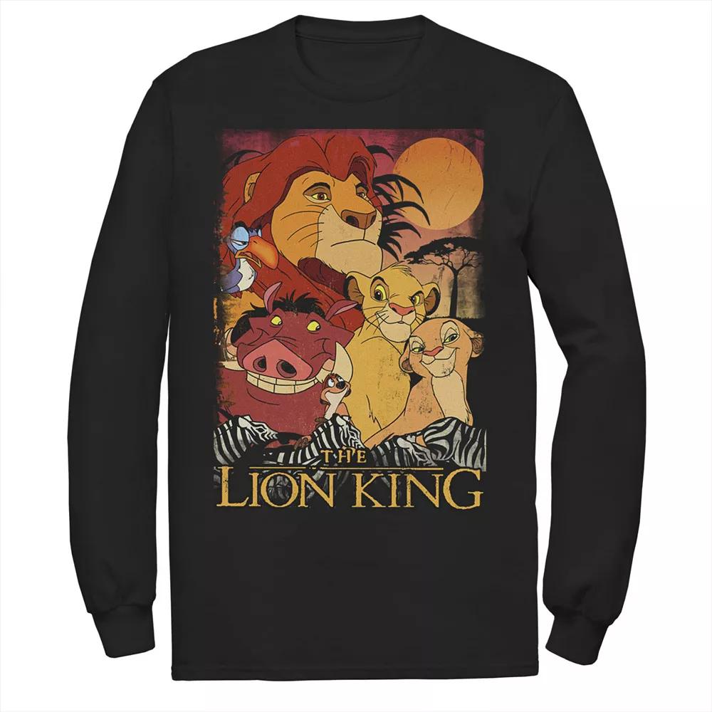 Disney's The Lion King Men's Happy Group Shot Sunset Vintage Poster Tee,  Product Image