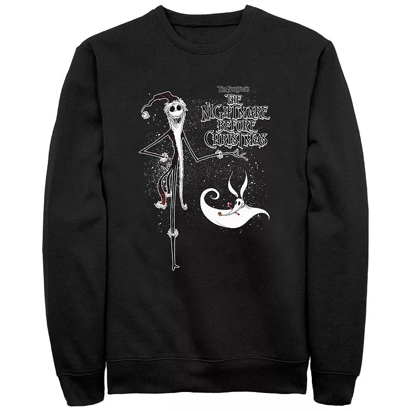 Men's Nightmare Before Christmas Snowy Santa Jack Skellington And Zero Sweatshirt,  Product Image