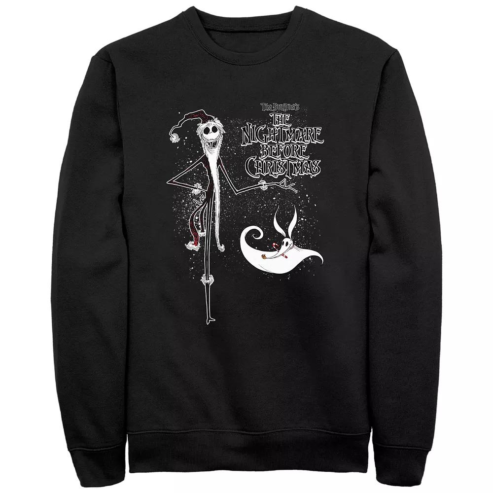Men's Nightmare Before Christmas Snowy Santa Jack Skellington And Zero Sweatshirt,  Product Image