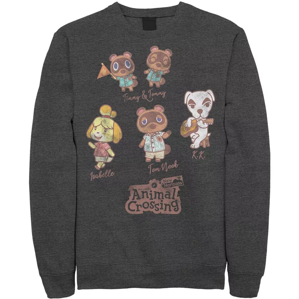 Men's Nintendo Character Textbook Group Shot Text Sweatshirt, Size: XXL, Grey Heather Product Image