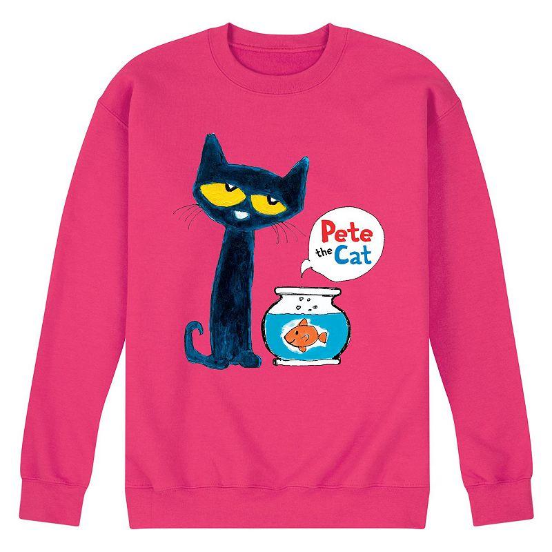 Mens Pete the Cat Pete and Goldfish Fleece Sweatshirt Grey Gray Product Image