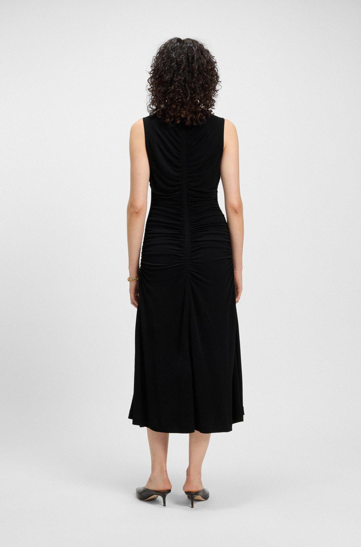 BOSS - Sleeveless jersey dress with gathered details - Black Product Image