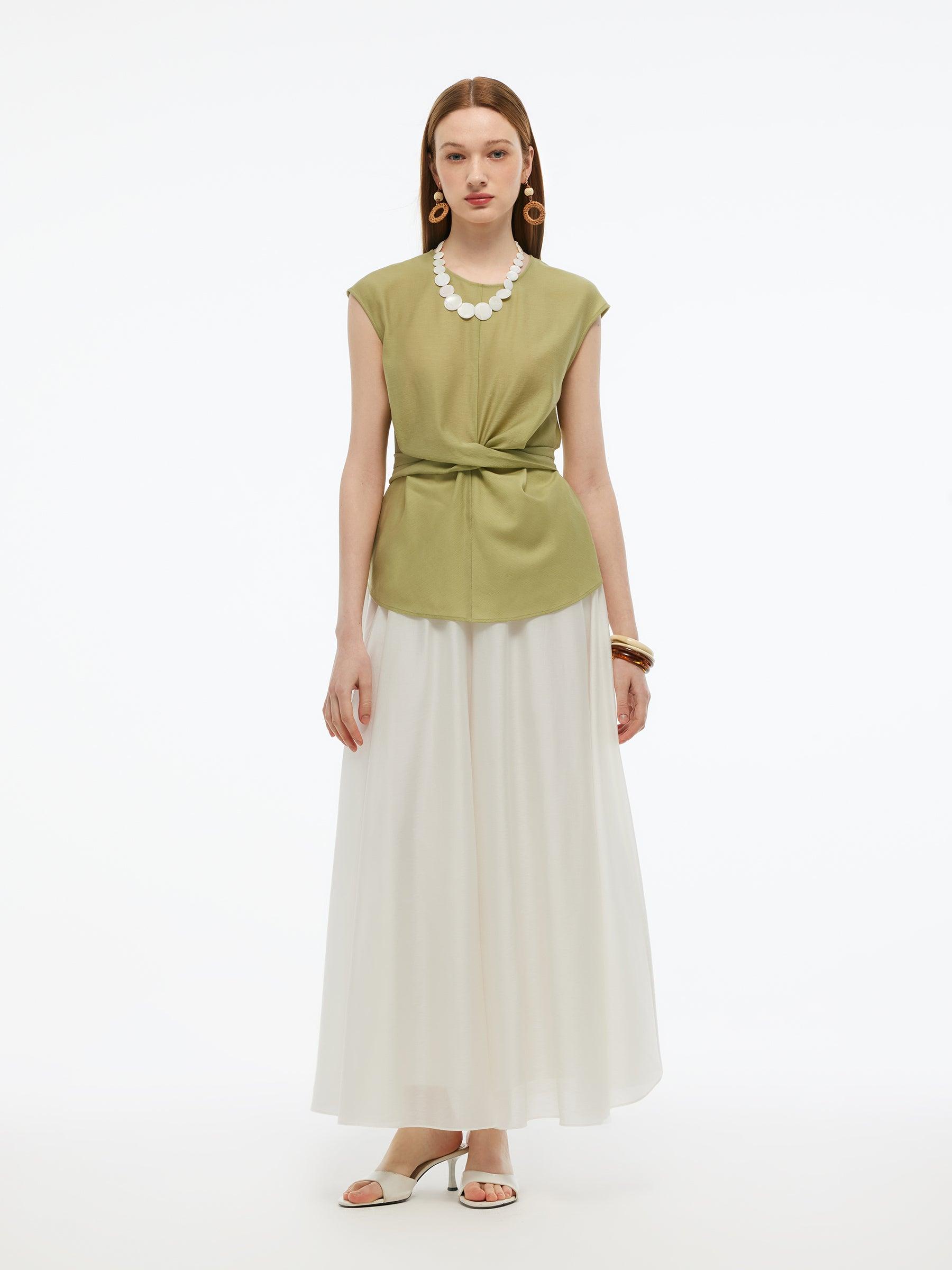 Acetate Twist Front Women Cap Sleeve Top Product Image