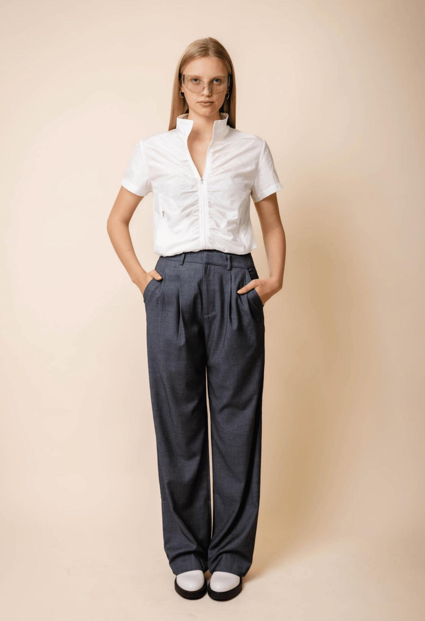 Criss Cross Dress Pant in Charcoal Product Image
