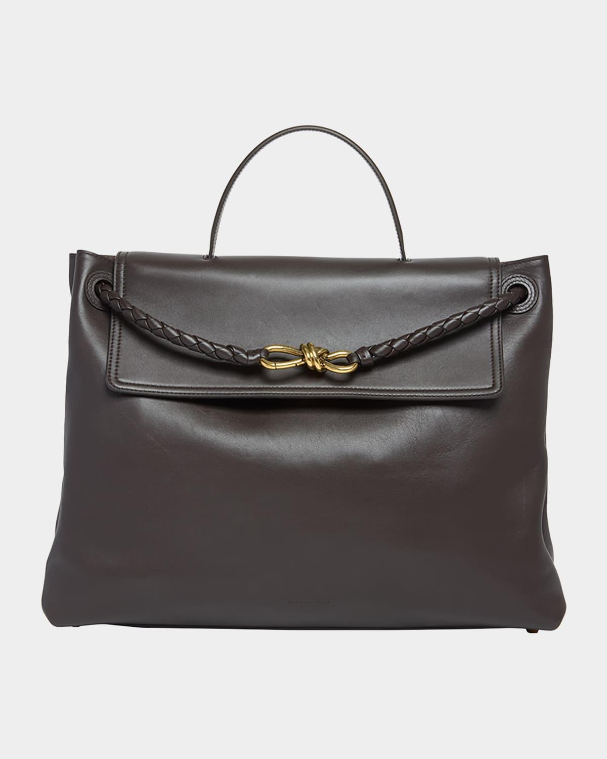 BOTTEGA VENETA Andiamo Large Leather Top-handle Bag In Fondant-m Brass Product Image