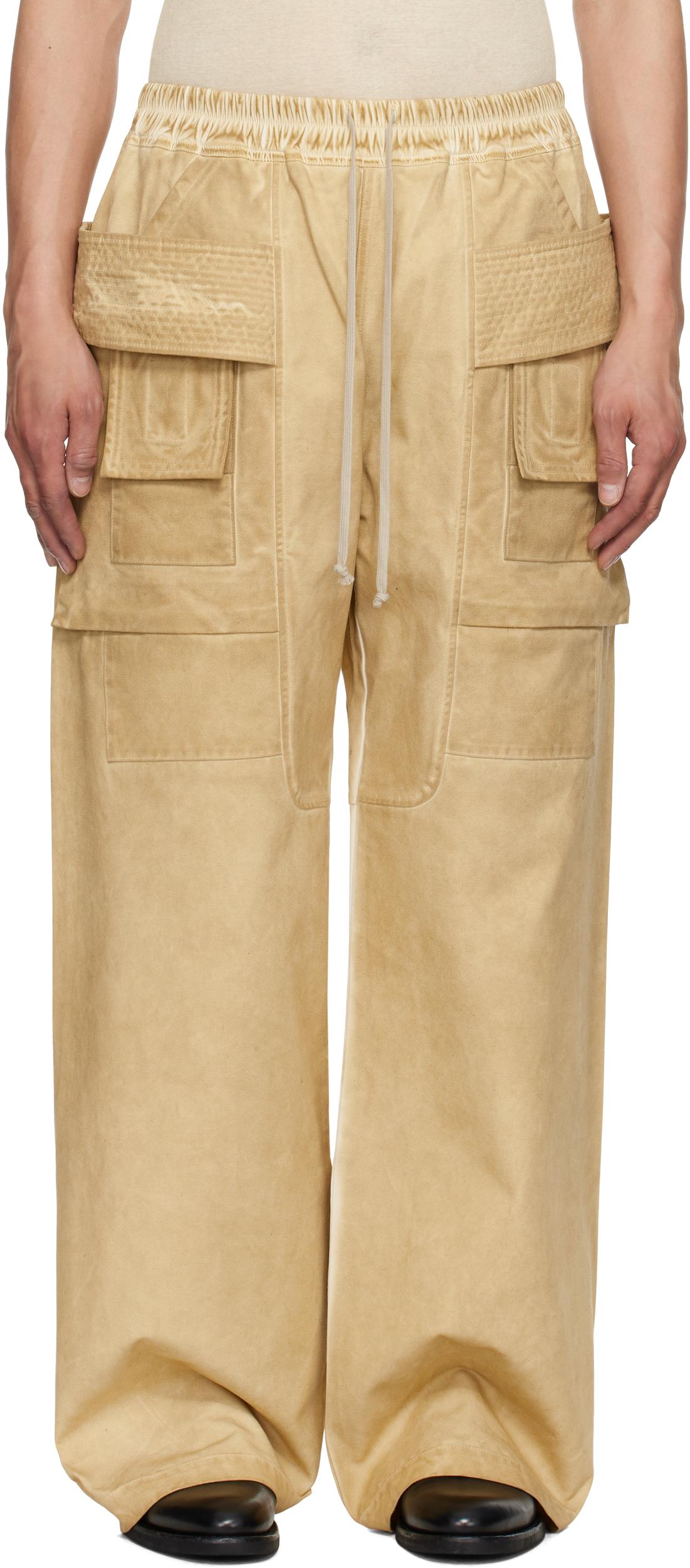 Beige Hollywood Creatch Wide Cargo Pants Product Image
