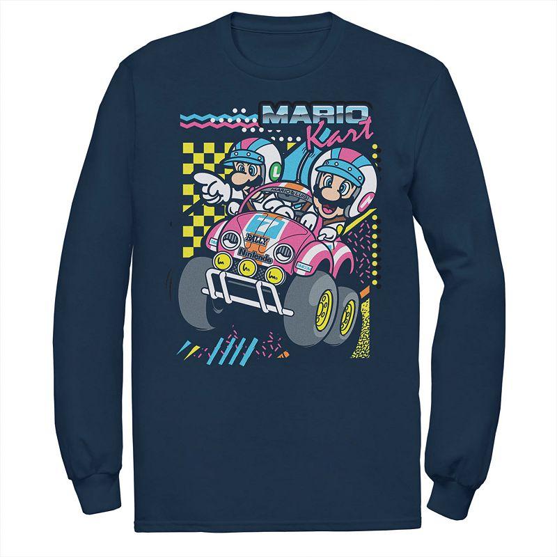 Big & Tall Nintendo Mario Kart Mario Luigi Darting Long Sleeve Graphic Tee, Men's,  Product Image