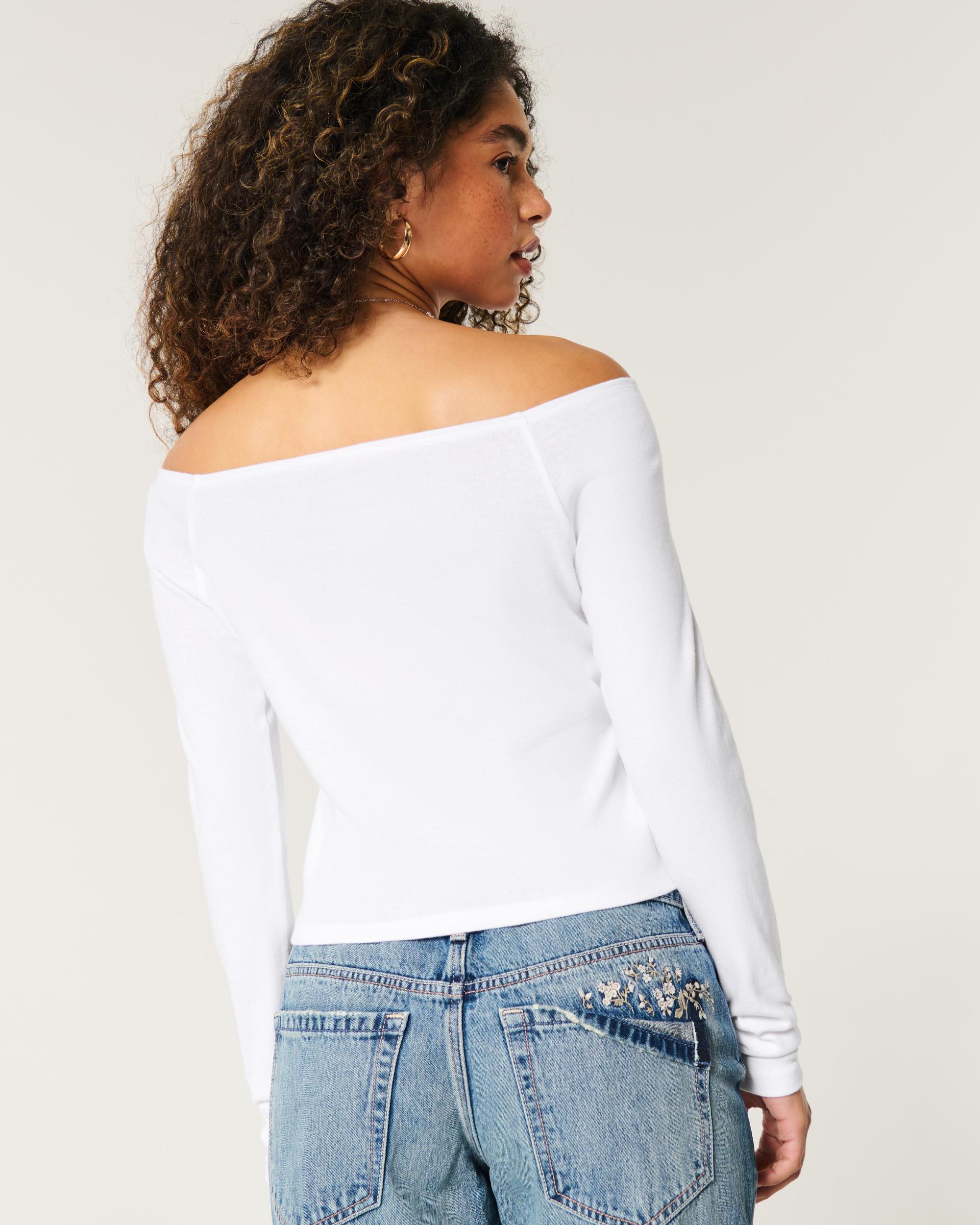 Long-Sleeve Off-the-Shoulder Top Product Image
