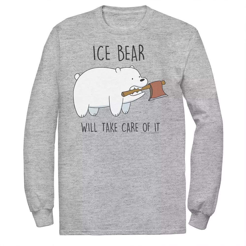 Men's Cartoon Network Bare Bears Ice Bear Take Care Of It Axe Long Sleeve Tee,  Product Image