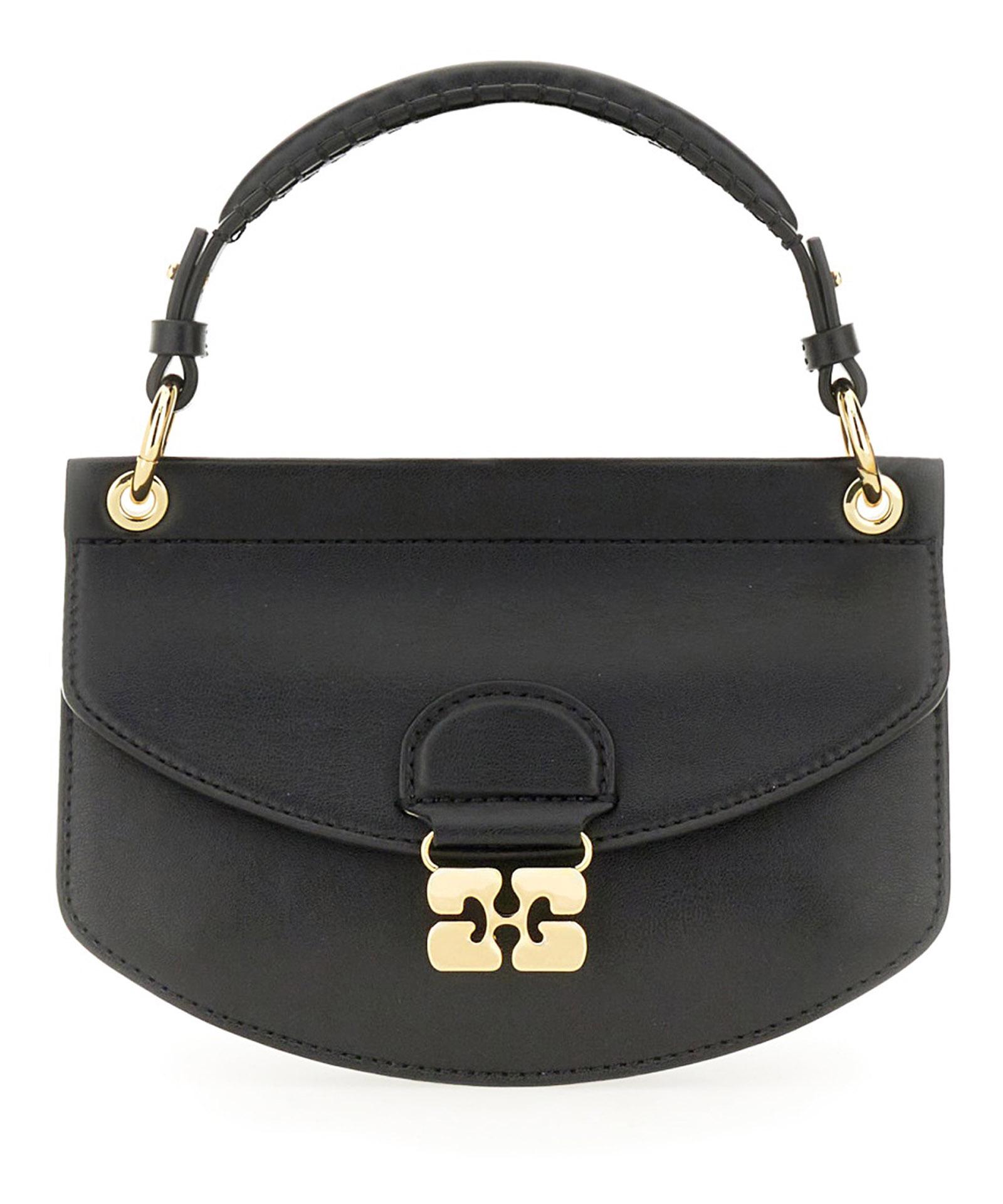 GANNI Womens Black Apo-g Mini Leather-blend Top-handle Bag Product Image