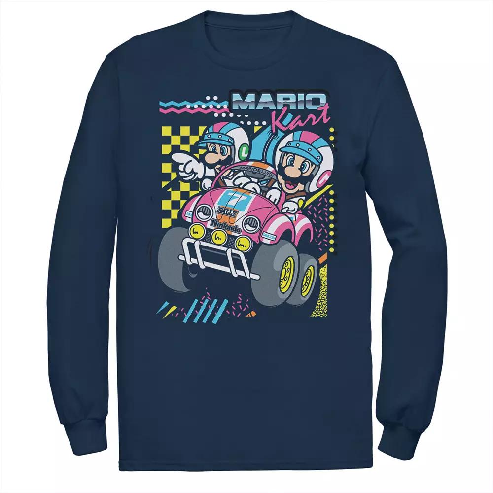 Big & Tall Nintendo Mario Kart Mario Luigi Darting Long Sleeve Graphic Tee, Men's,  Product Image