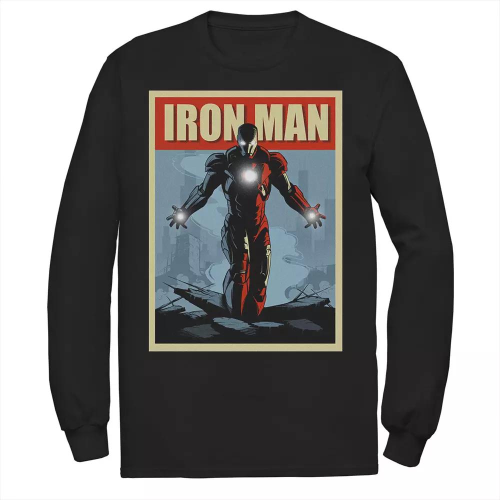 Men's Marvel Iron Man Rise From The Ashes Deco Style Long Sleeve Graphic Tee,  Product Image