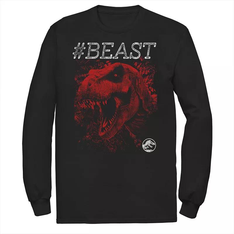 Men's Jurassic World #BEAST Yellow T-Rex Bite Long Sleeve Graphic Tee,  Product Image