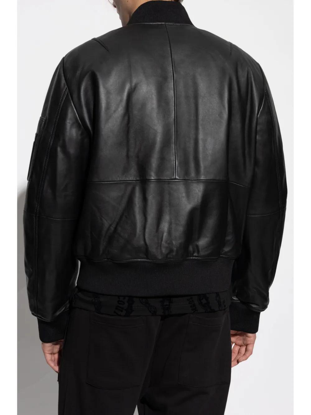 V-Emblem leather bomber jacket Product Image