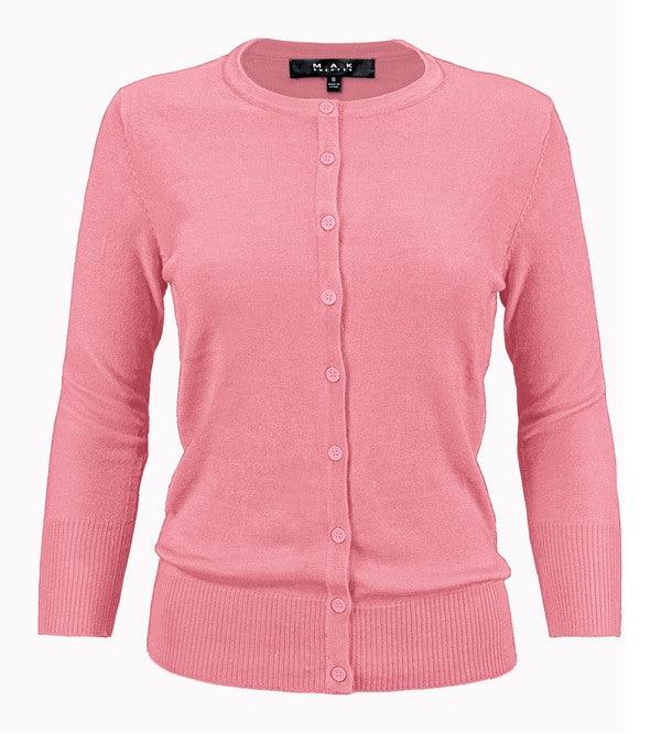 Crewneck Button Down Knit Cardigan Sweater Product Image