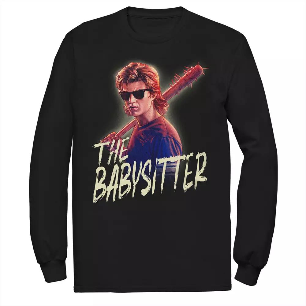 Big & Tall Stranger Things Steve The Babysitter Portrait Long Sleeve Graphic Tee, Men's, Size: 3XL Tall, Black Product Image