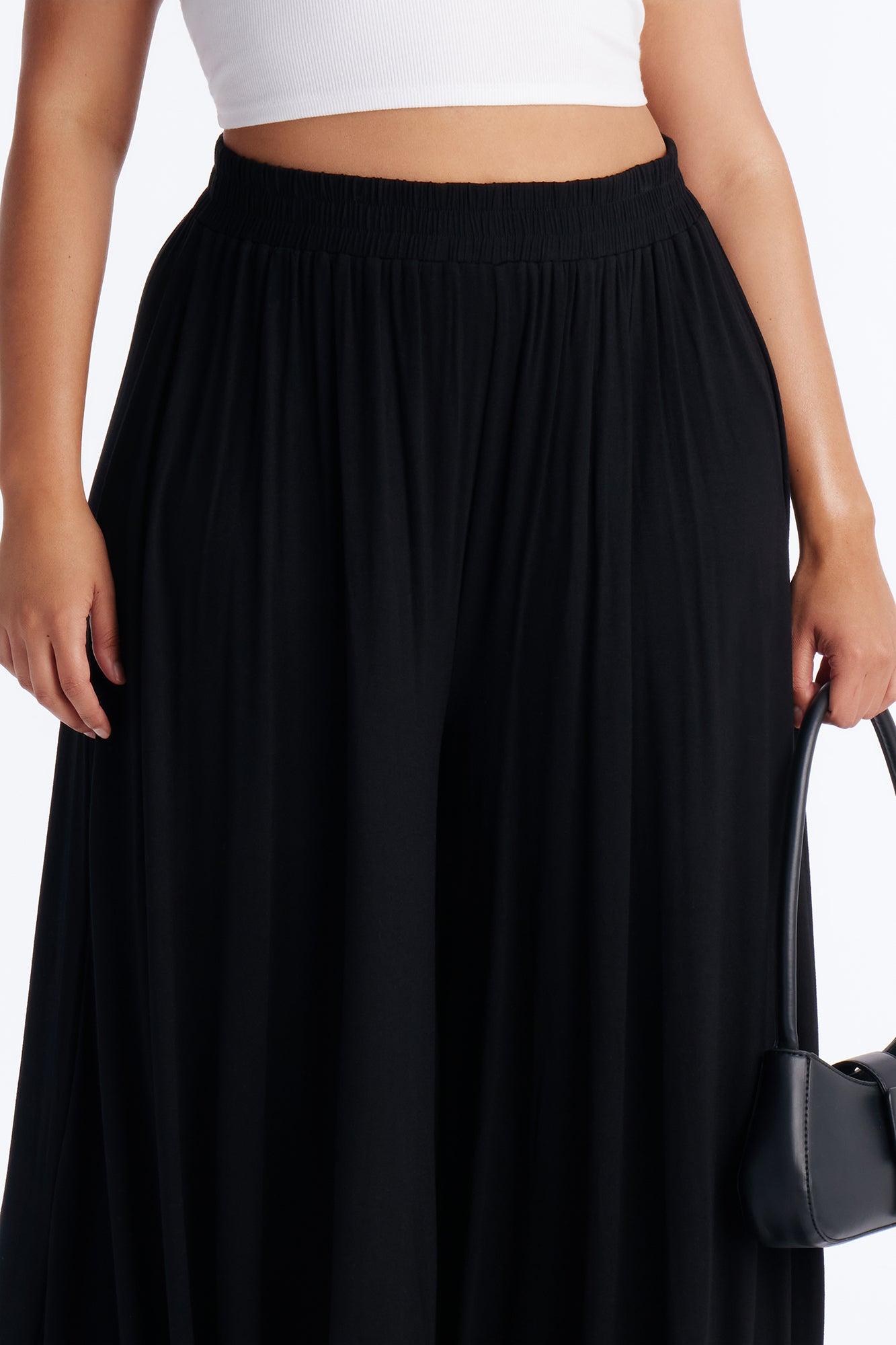 Everyday Jersey Extra Wide Leg Pant 33″ - Black Female Product Image