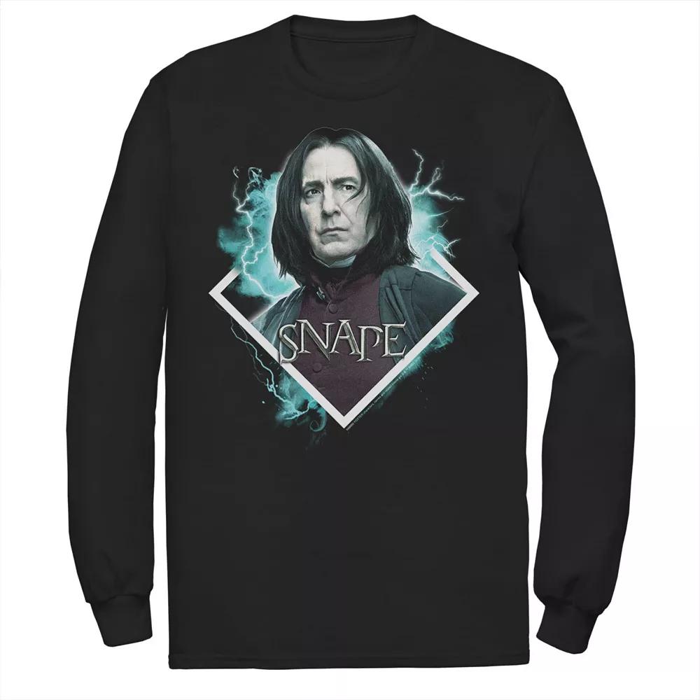 Men's Harry Potter Snape Blue Lightning Character Portrait Long Sleeve Graphic Tee,  Product Image
