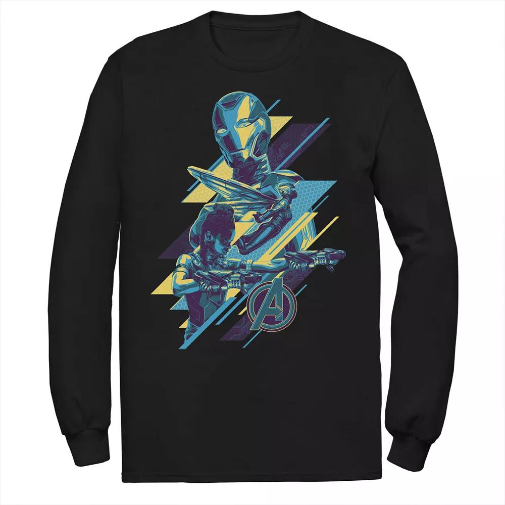 Men's Marvel Avengers Endgame Abstract Blue Hue Group Shot Logo Long Sleeve Graphic Tee,  Product Image