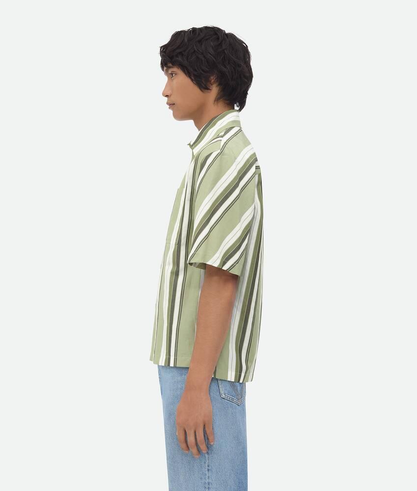 Men's Striped Cotton Shirt in Pale green/white Product Image