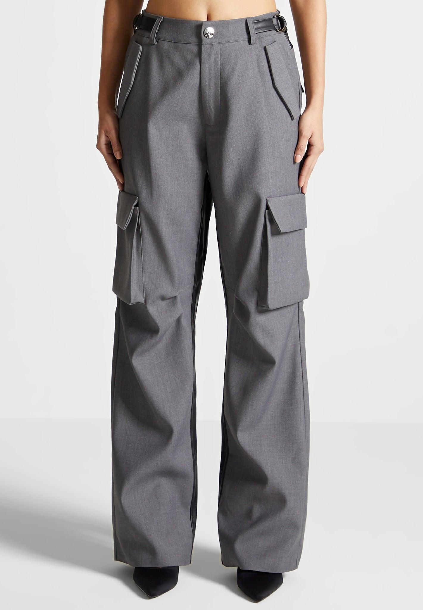 Tailored Cargo Trousers - Grey/Black Female Product Image