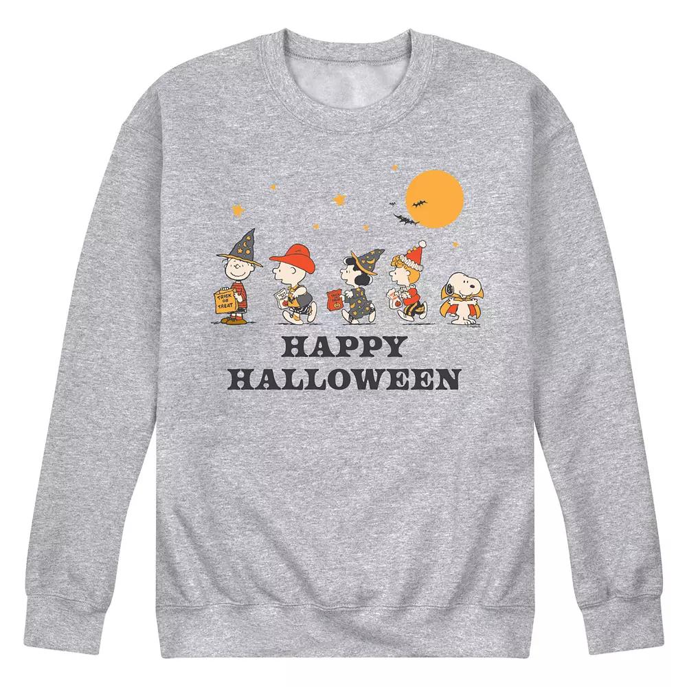 Men's Peanuts Pumpkin Retro Halloween Group Fleece Sweatshirt,  Product Image