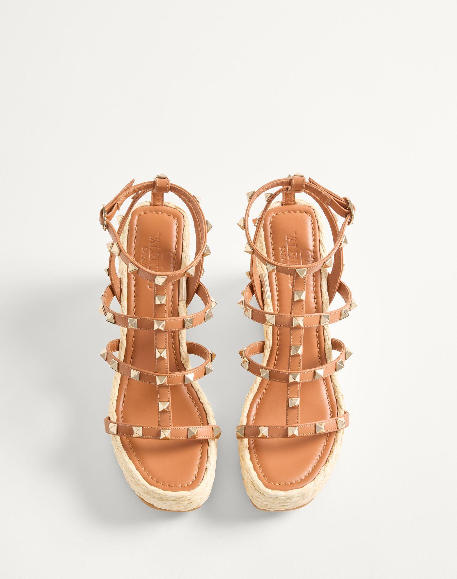 Rockstud Wedge Sandal With Calfskin Straps 95Mm Product Image