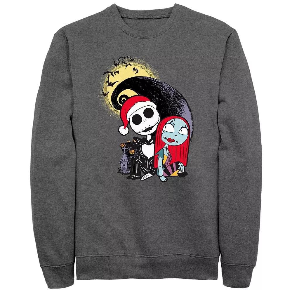 Men's Disney Nightmare Before Christmas Jack Skellington Sally Hill Sweatshirt, Size: XL, Grey Heather Product Image