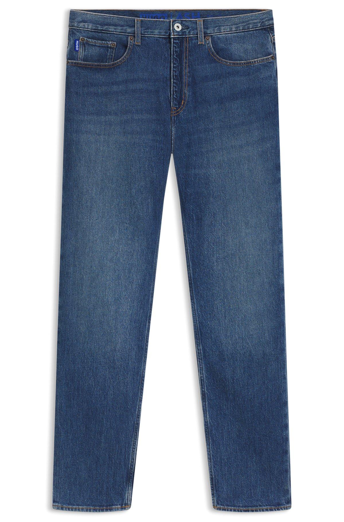 HUGO - Slim-fit jeans in mid-blue stretch denim - Dark Blue Product Image