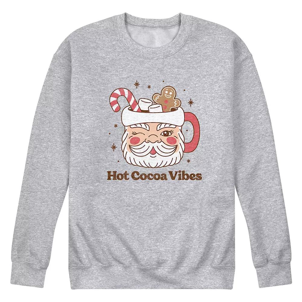 Men's Hot Cocoa Vibes Retro Santa Mug Fleece Sweatshirt,  Product Image