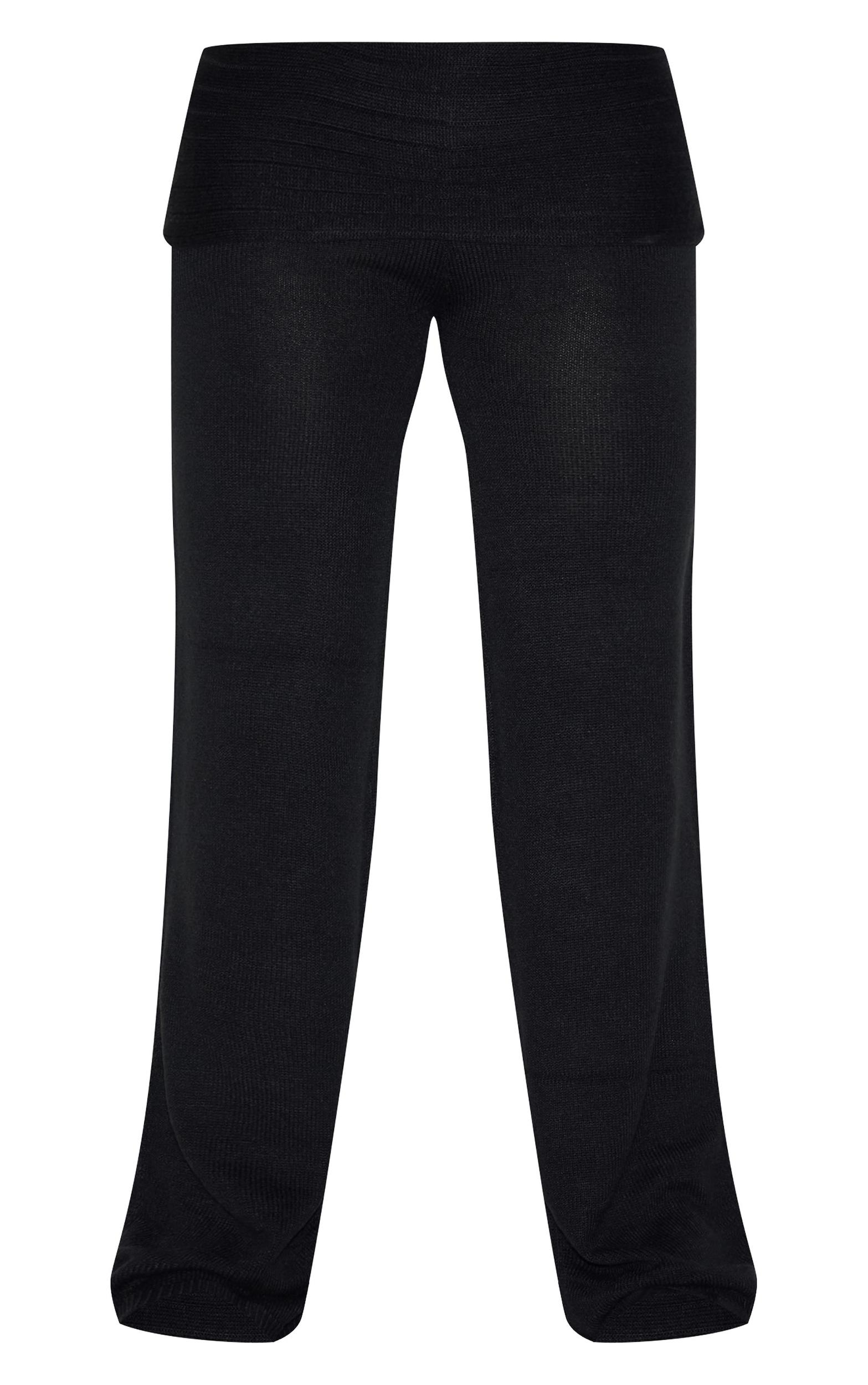 Plus Black Knitted Wide Leg Pants Product Image