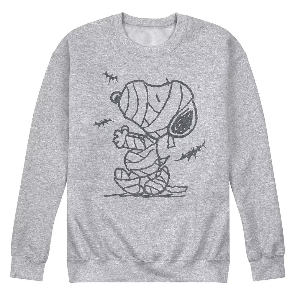 Men's Peanuts Snoopy Mummy Bats Fleece Sweatshirt, Size: Small, Gray Grey Product Image