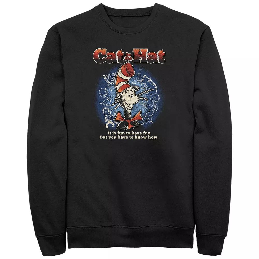 Big & Tall Dr. Seuss The Cat In The Hat It Is Fun To Have Fun Graphic Fleece, Men's, Size: 4XL Tall, Black Product Image