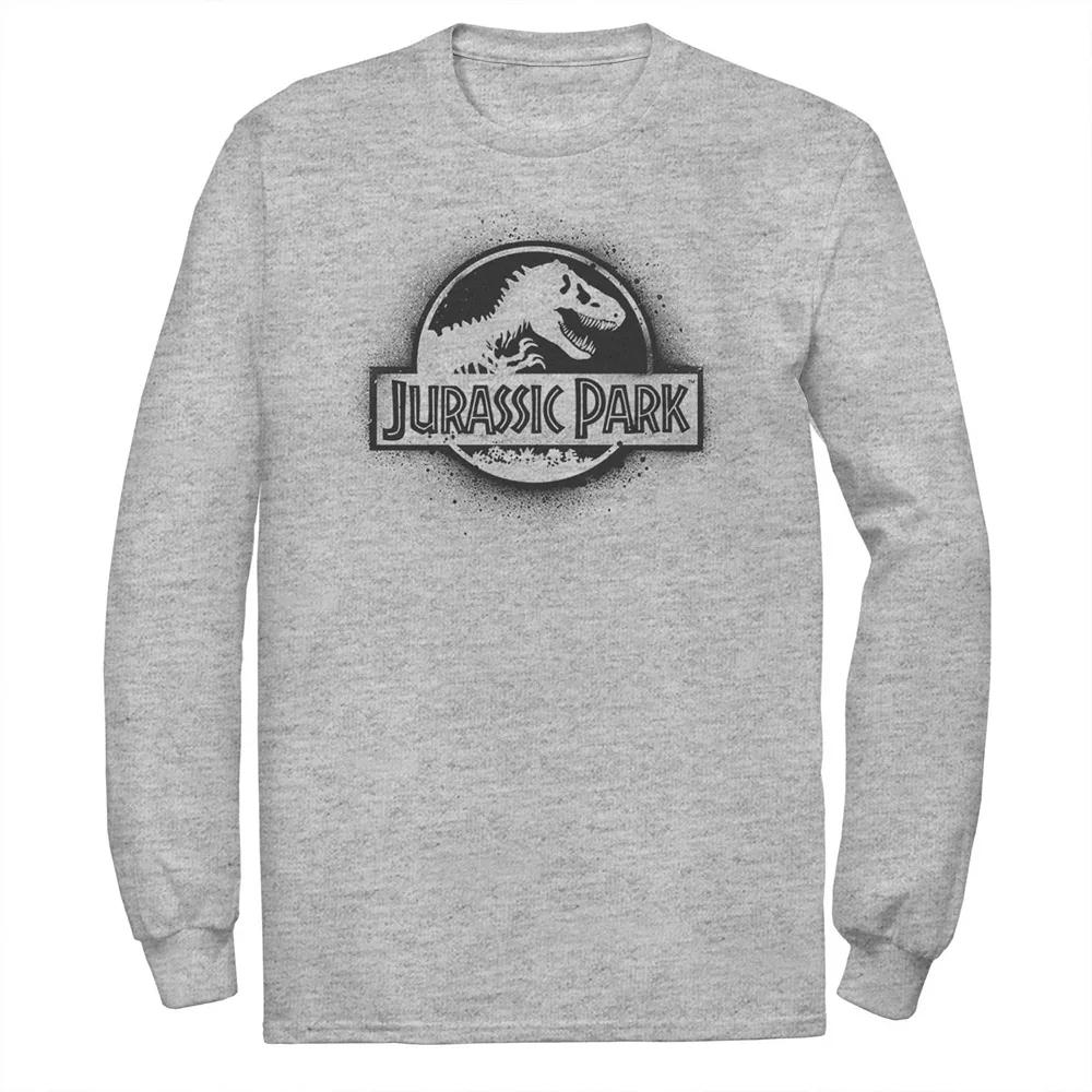 Men's Jurassic Park All White Spray Paint Stencil Movie Logo Tee,  Product Image