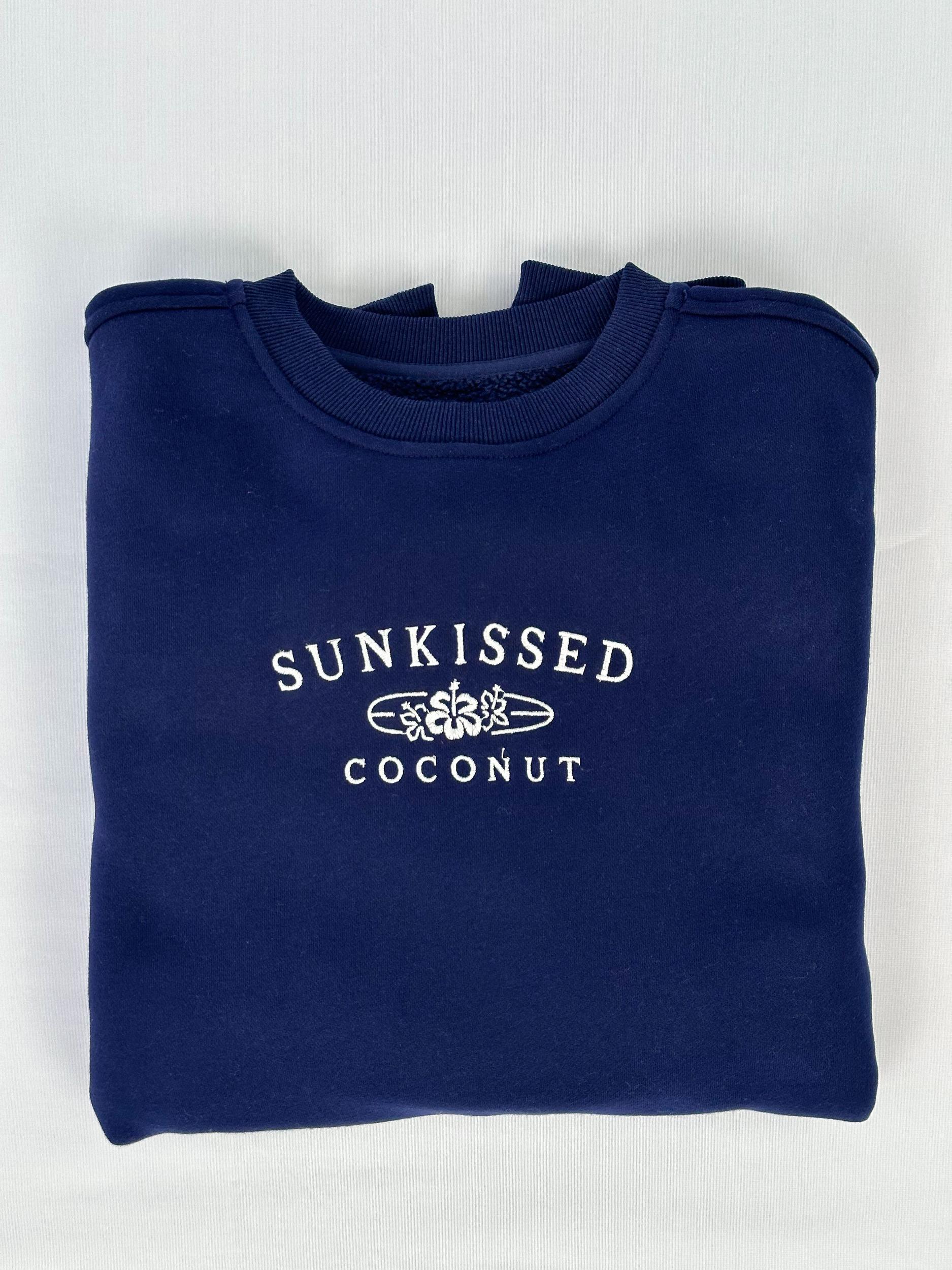 Navy Blue Sunkissedcoconut Embroider Sweatshirt Product Image