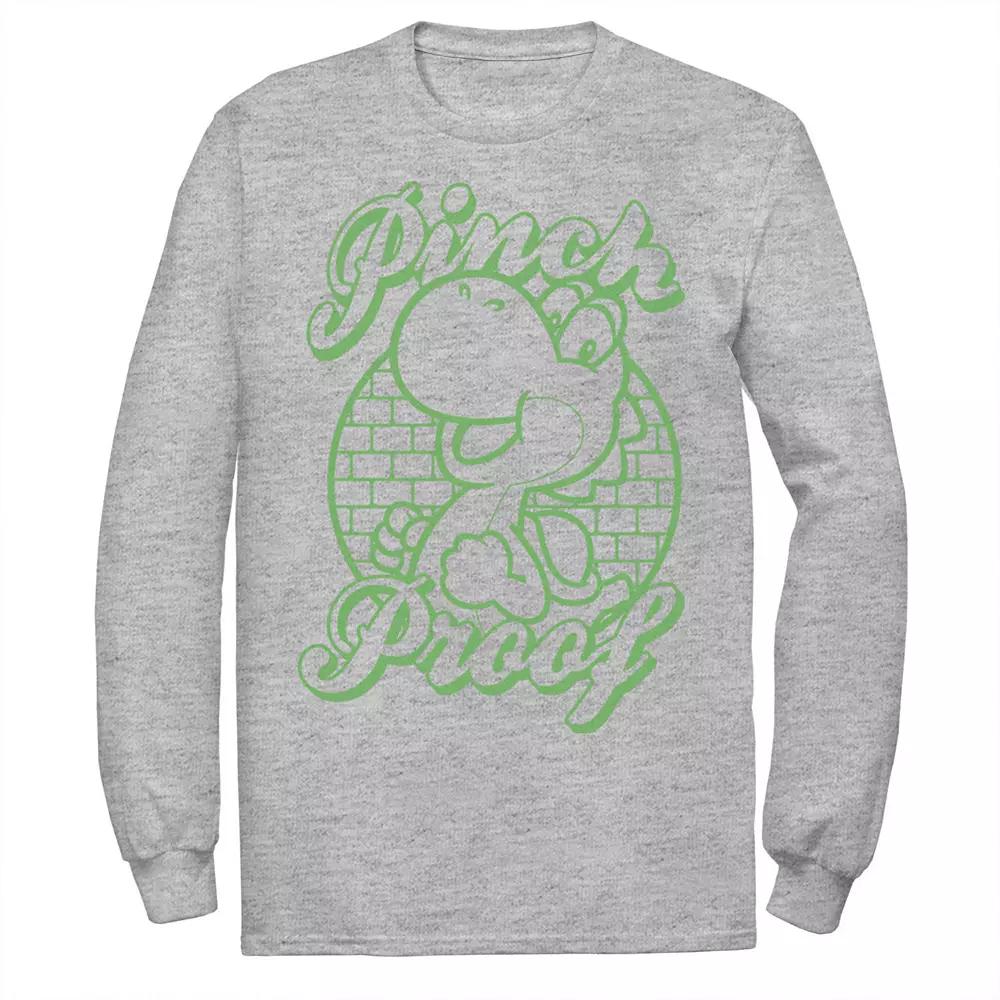 Men's Nintendo Super Mario Bros. St. Patrick's Day Yoshi "Pinch Proof" Tee, Size: Large, Athletic Grey Product Image