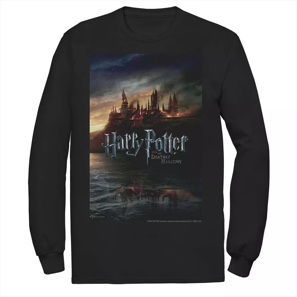 Men's Harry Potter And The Deathly Hallows Hogwarts Poster Long Sleeve Graphic Tee,  Product Image